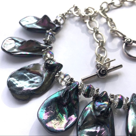 Abalone Teardrop beads and Chez Crystals Necklace - Picture 5 of 5